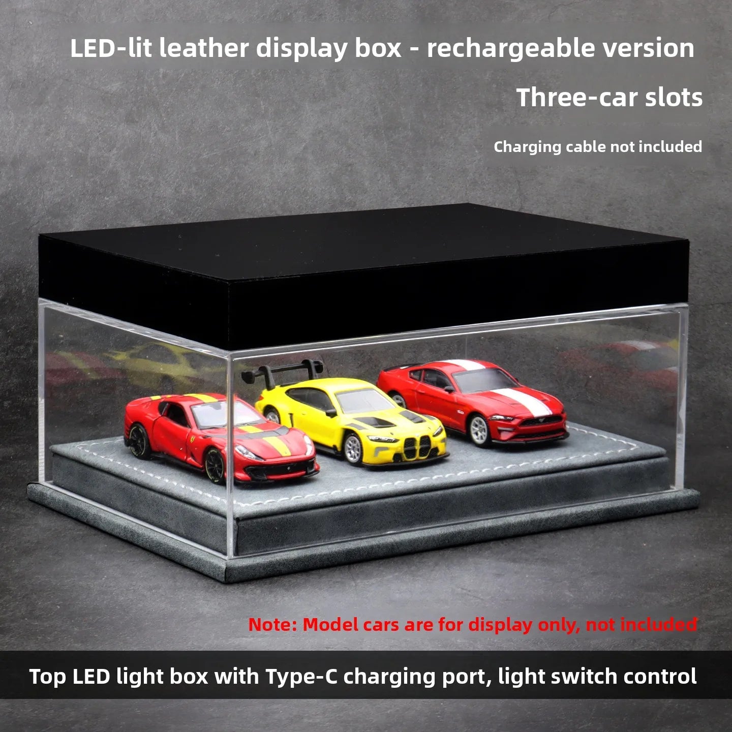 Customizable Acrylic And Leather LED Display Case