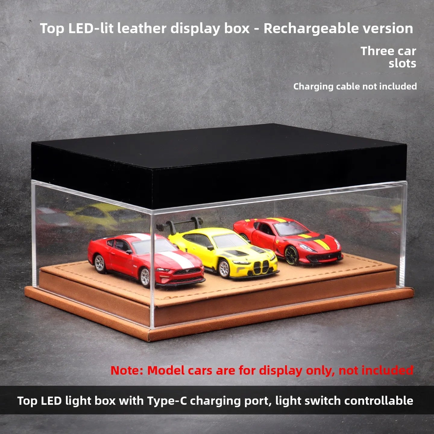 Customizable Acrylic And Leather LED Display Case