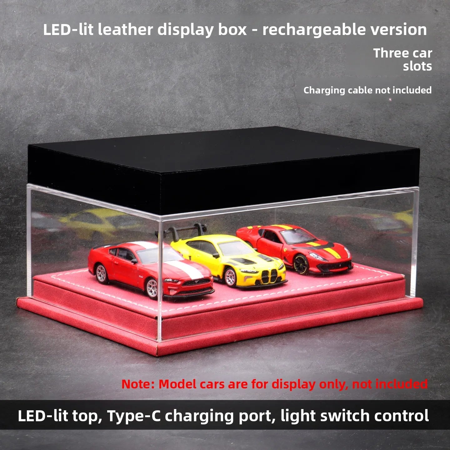Customizable Acrylic And Leather LED Display Case