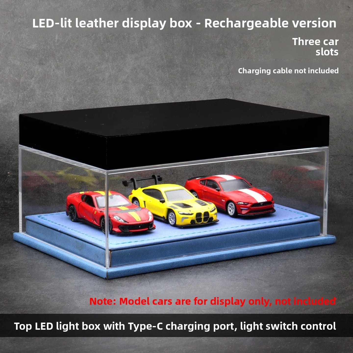 Customizable Acrylic And Leather LED Display Case