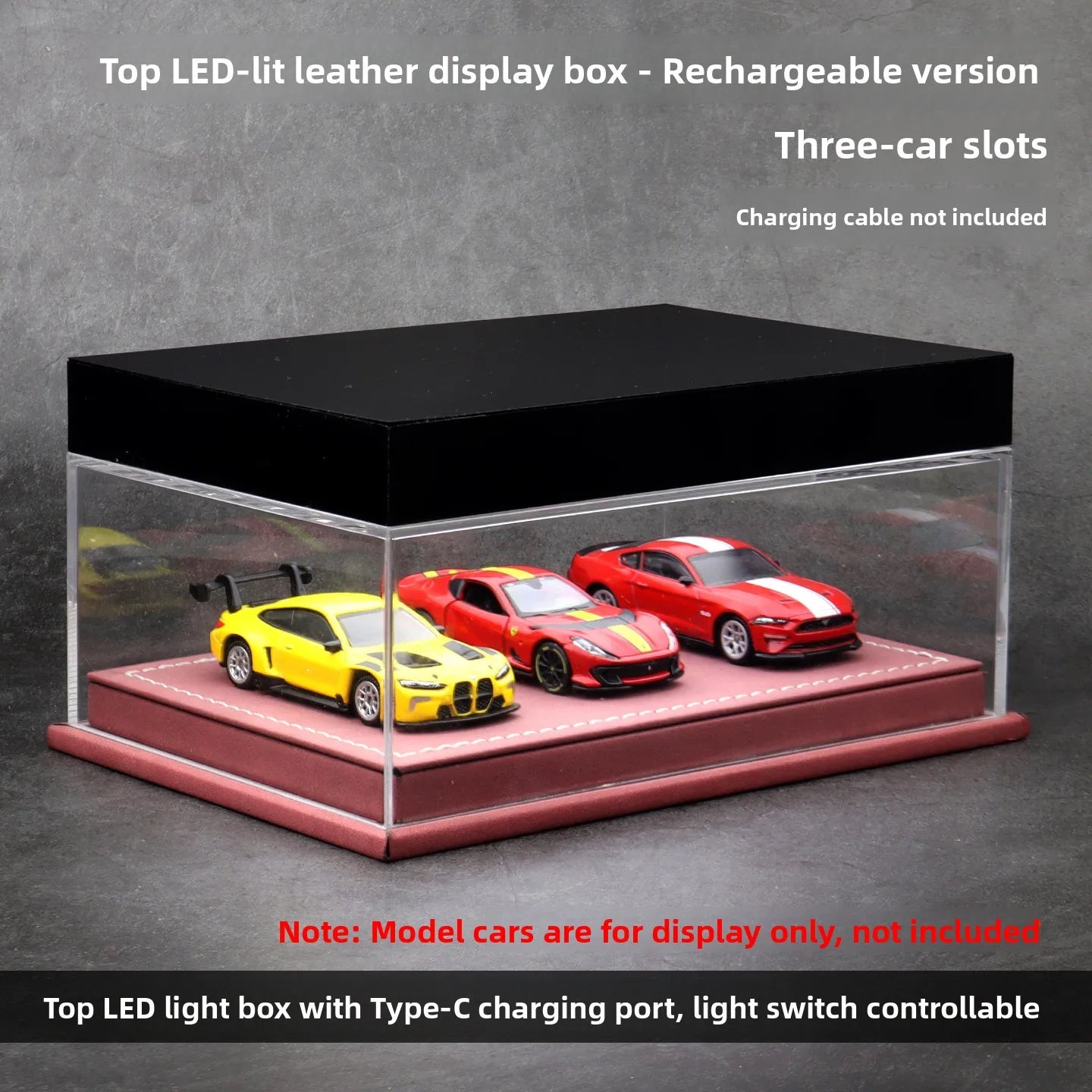 Customizable Acrylic And Leather LED Display Case